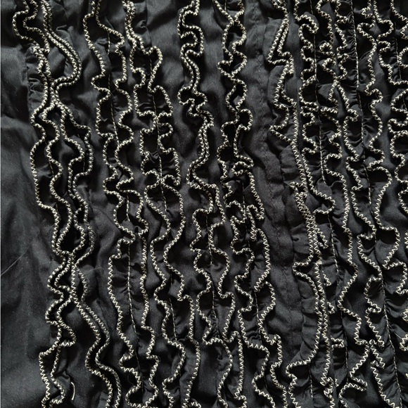 Black Ruffled Front Button-Up Shirt - Picture 5 of 7